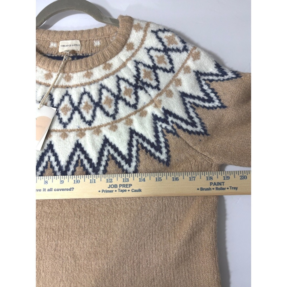 Thread & Supply Womens Fair Isle Claire Knit Sweater Oat Brown Small NWT - Picture 6 of 10